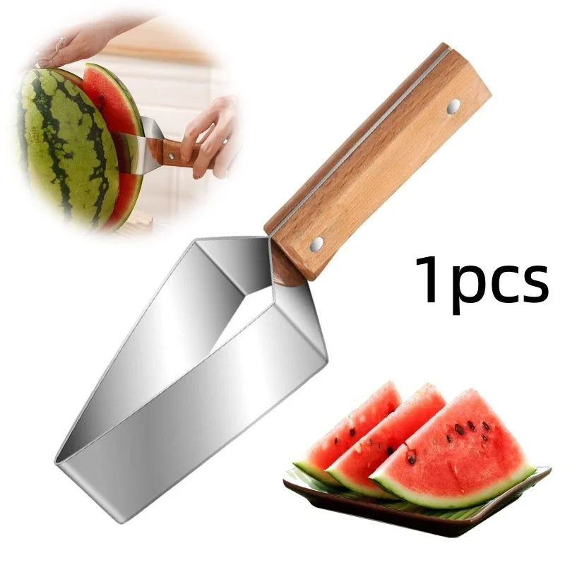 2 In1 Watermelon Slicers Labor-Saving Fruit Cutter with Bottle Opener Stainless Steel Fruit Slicers Novel Kitchen Accessories