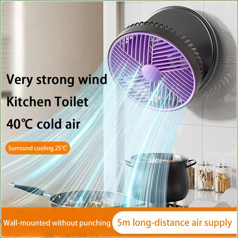 5000Mah 3IN1 Rechargeable Multifunctional Portable Fan Wall Mounted Fan 90° Folding Fan 4 Gears with Warm Night Light