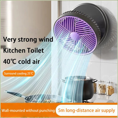 5000Mah 3IN1 Rechargeable Multifunctional Portable Fan Wall Mounted Fan 90° Folding Fan 4 Gears with Warm Night Light