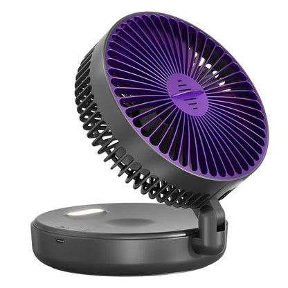 5000Mah 3IN1 Rechargeable Multifunctional Portable Fan Wall Mounted Fan 90° Folding Fan 4 Gears with Warm Night Light