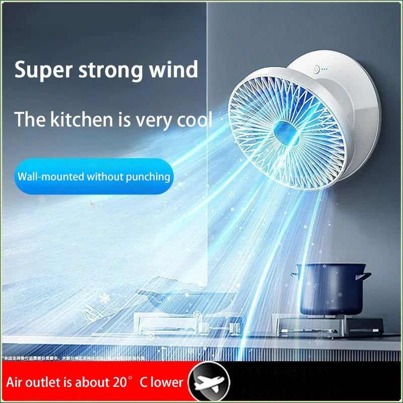 5000Mah 3IN1 Rechargeable Multifunctional Portable Fan Wall Mounted Fan 90° Folding Fan 4 Gears with Warm Night Light