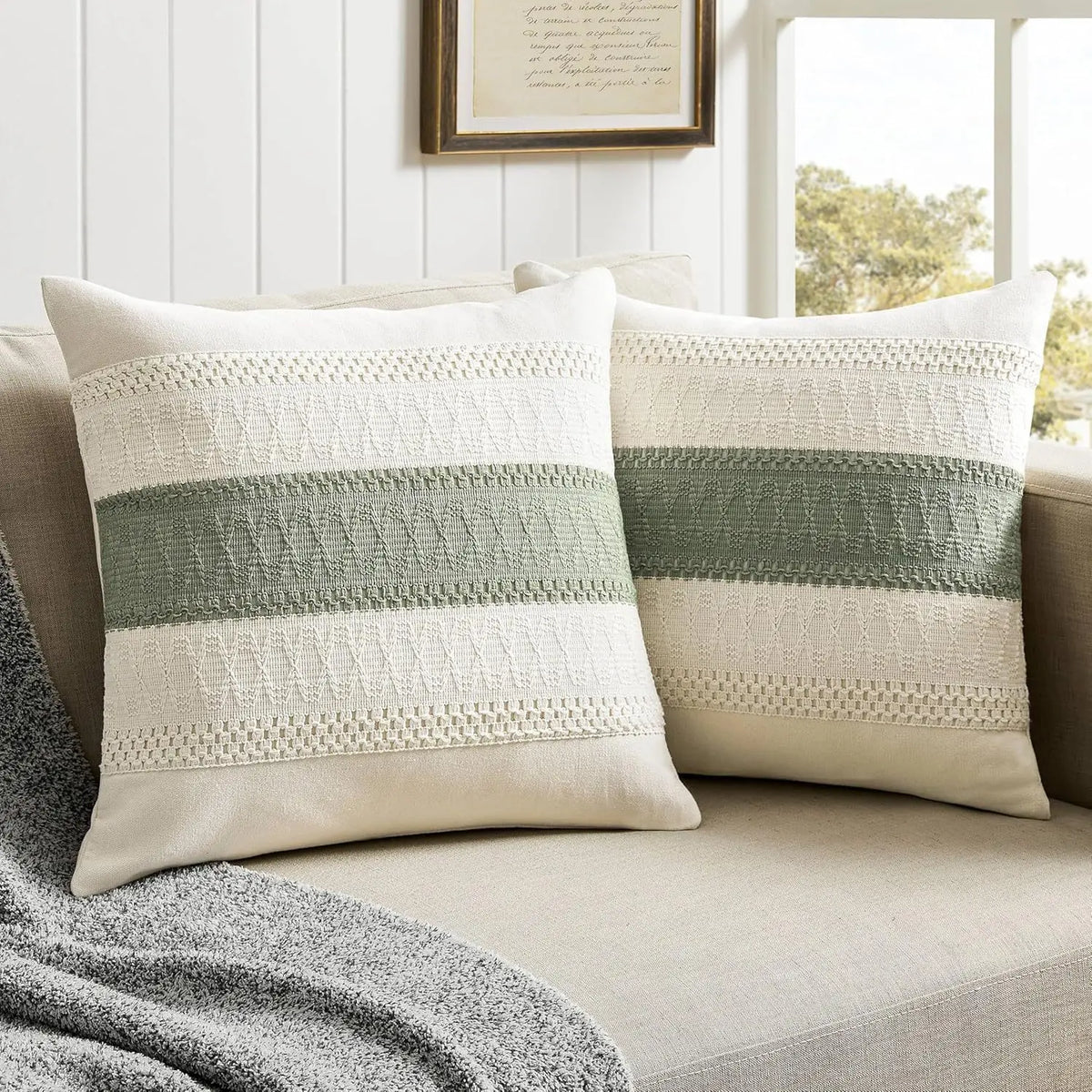 Luxury Textured Striped Woven Boho Cushion Covers Soft Linen Rustic Neutral Decorative Throw Pillow Cases for Sofa Bed Decor