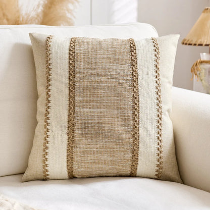 Luxury Textured Striped Woven Boho Cushion Covers Soft Linen Rustic Neutral Decorative Throw Pillow Cases for Sofa Bed Decor