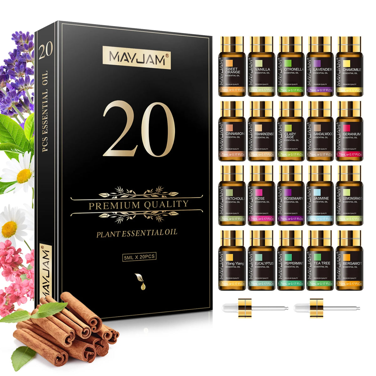 20PCS Essential Oils Set for Diffuser Home Care Making Scents Candle Peppermint Sweet Orange Rose Bergamot Valentine Gift
