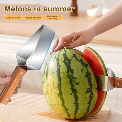 2 In1 Watermelon Slicers Labor-Saving Fruit Cutter with Bottle Opener Stainless Steel Fruit Slicers Novel Kitchen Accessories