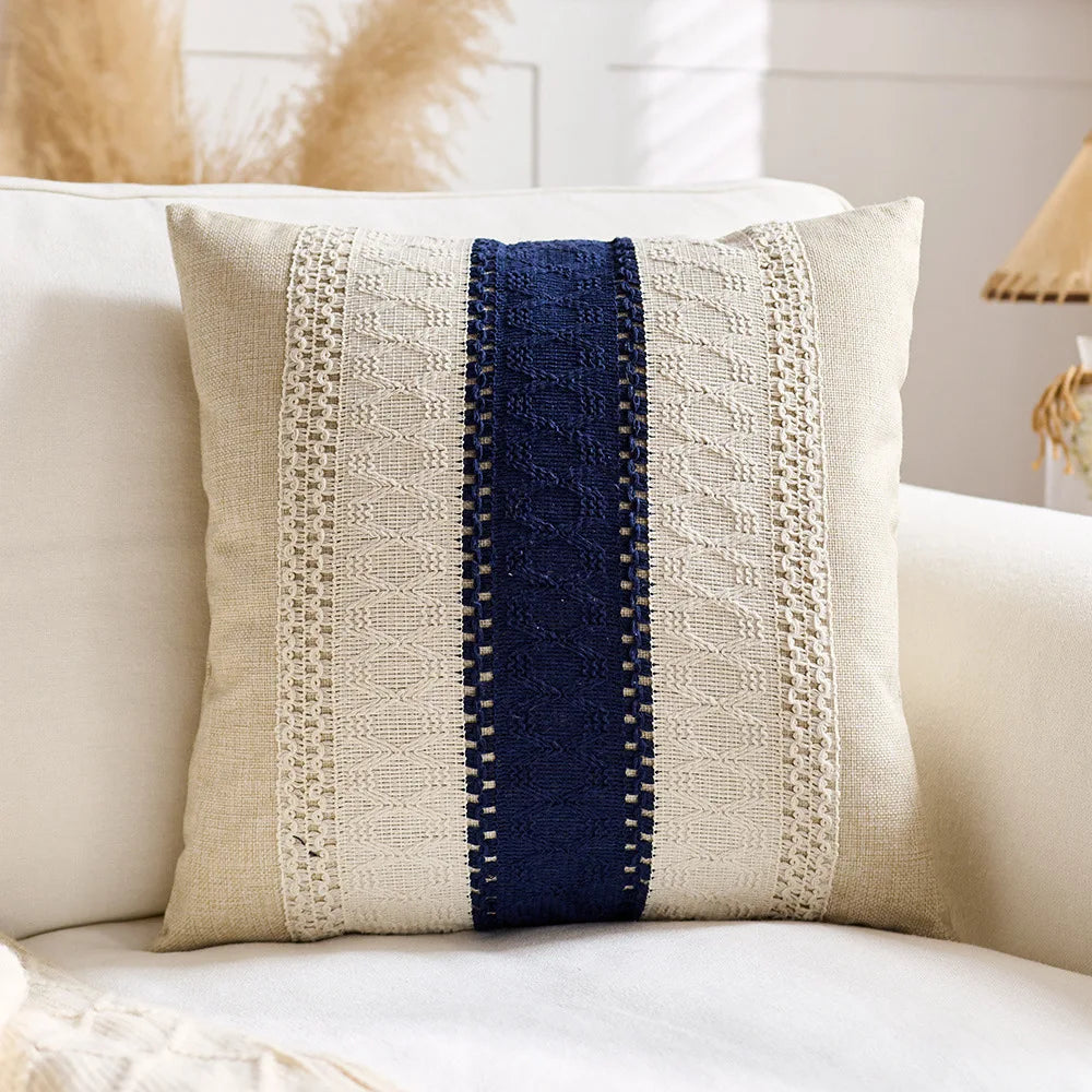 Luxury Textured Striped Woven Boho Cushion Covers Soft Linen Rustic Neutral Decorative Throw Pillow Cases for Sofa Bed Decor