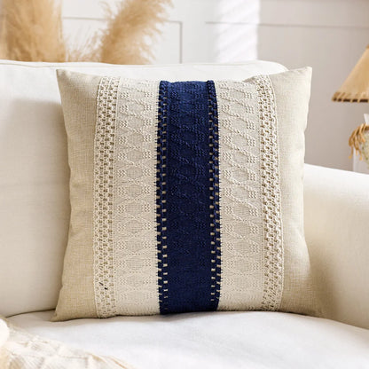 Luxury Textured Striped Woven Boho Cushion Covers Soft Linen Rustic Neutral Decorative Throw Pillow Cases for Sofa Bed Decor