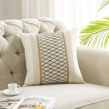 Luxury Textured Striped Woven Boho Cushion Covers Soft Linen Rustic Neutral Decorative Throw Pillow Cases for Sofa Bed Decor