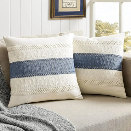 Luxury Textured Striped Woven Boho Cushion Covers Soft Linen Rustic Neutral Decorative Throw Pillow Cases for Sofa Bed Decor