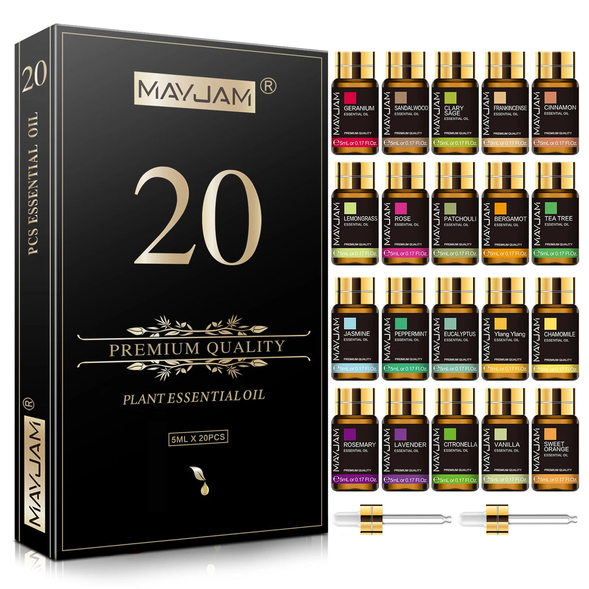 20PCS Essential Oils Set for Diffuser Home Care Making Scents Candle Peppermint Sweet Orange Rose Bergamot Valentine Gift